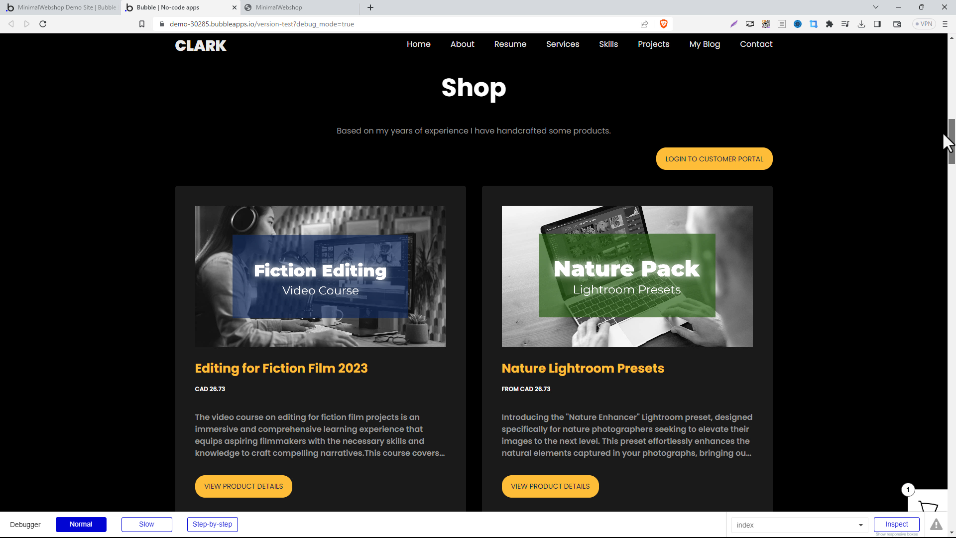 Screenshot of Webshop