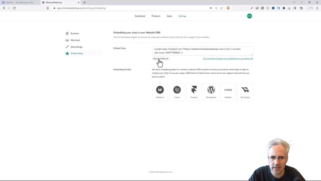 Screenshot of MinimalWebshop